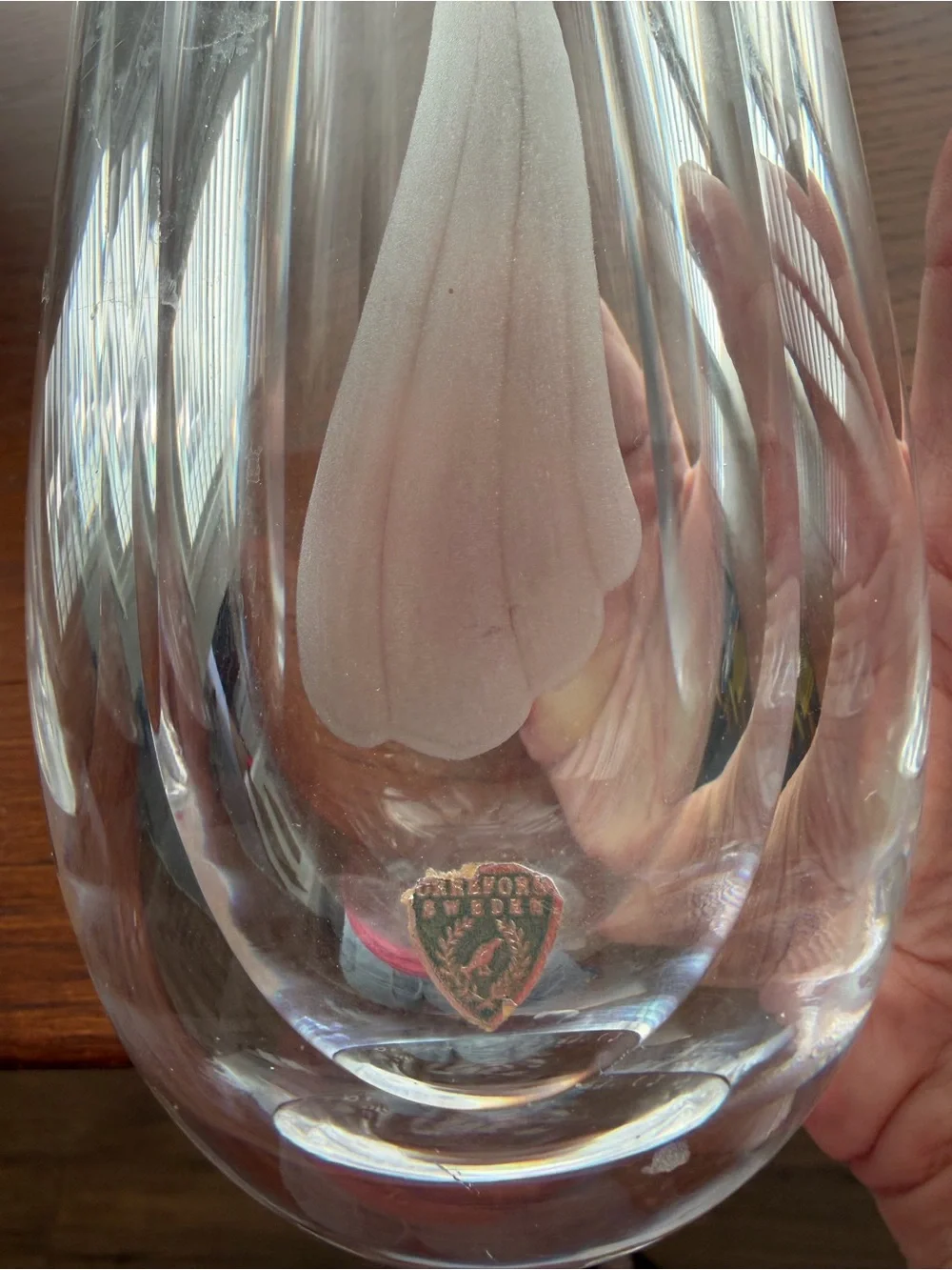 Vintage Orrefors Crystal Vase 9 inch Sweden